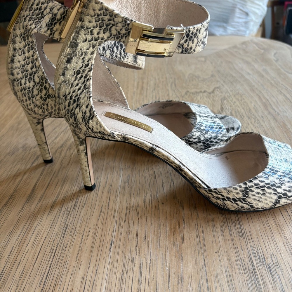 $150 LOUISE‎ ET CIE Gordon Python Snakeskin Leather Stiletto Heels SIZE 10M EUC - Picture 4 of 15